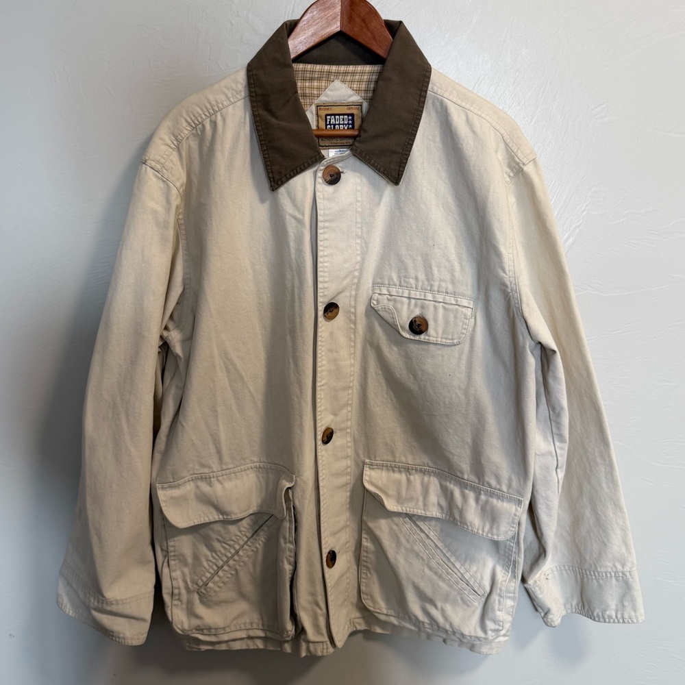 Vintage Faded Glory Barn Workwear Chore Shirt Lightweight Jacket Button Front M